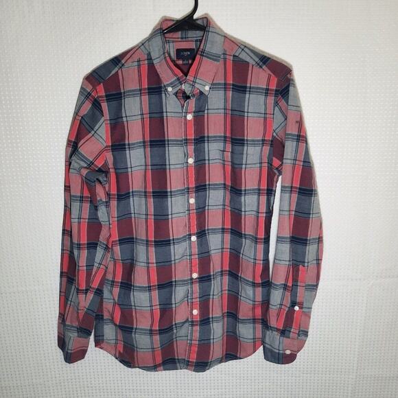 J. Crew Other - J Crew S Red Blue Plaid Shirt Long Sleeve Button Down 100% Cotton Casual Fit